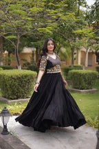 Beautifully Rayon Kutchi Gamthi Mirror Gown | Tulip Designer
