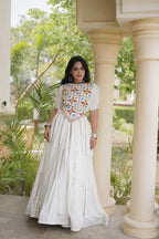 Designer Rayon Multi Mirror Embroidery Lehenga Set | Tulip Designer
