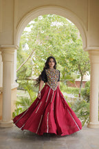 Designer Rayon Multi Mirror Embroidery Lehenga Set | Tulip Designer
