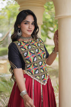 Designer Rayon Multi Mirror Embroidery Lehenga Set | Tulip Designer
