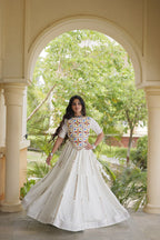 Designer Rayon Multi Mirror Embroidery Lehenga Set | Tulip Designer
