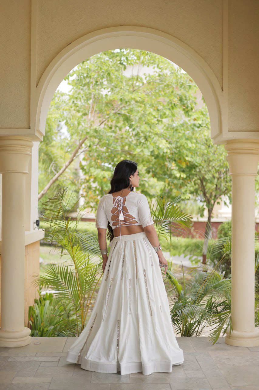 Designer Rayon Multi Mirror Embroidery Lehenga Set | Tulip Designer
