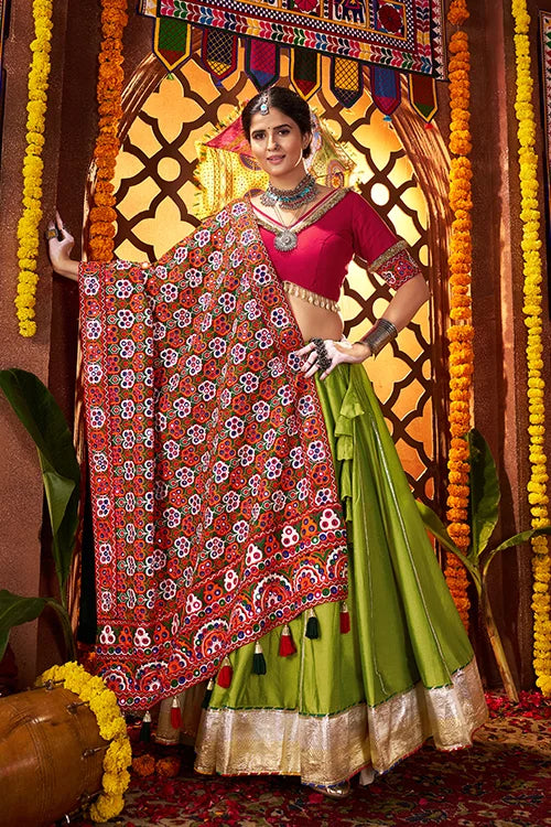 Fluorescent Green Chaniya Choli for Dandiya Nights