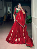 Navratri Red Bandhej Print Lehenga Set | Tulip Designer
