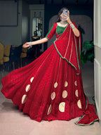 Navratri Red Bandhej Print Lehenga Set | Tulip Designer
