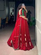Navratri Red Bandhej Print Lehenga Set | Tulip Designer
