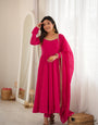 Red Mal Chanderi Mirror Work Anarkali Set | Tulip Designer