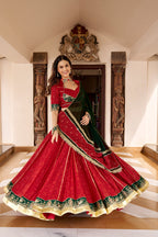 Red Georgette Bandhej Print Lehenga Set | Tulip Designer
