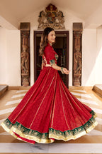 Red Georgette Bandhej Print Lehenga Set | Tulip Designer
