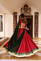 Red Georgette Bandhej Print Lehenga Set | Tulip Designer
