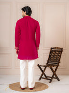 Red Premium Crush Beads Work Mens Kurta | Tulip Designer
