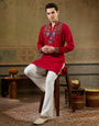 Red Rayon Embroidered Kurta Set | Tulip Designer