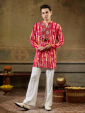 Red Rayon Embroidery Mirror Work Kurta Set | Tulip Designer

