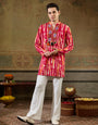 Red Rayon Embroidery Mirror Work Kurta Set | Tulip Designer