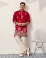 Unique Style Red Color Embroidered Kurta for Mens Wear
