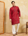 Royal Red Viscose Silk Kurta Set with Rich Embroidery