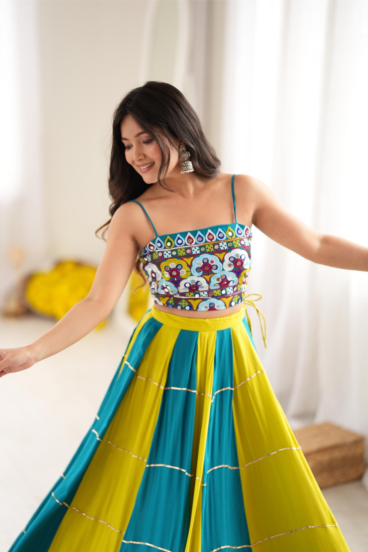 Stylish Reyon Gota Patti Mirror Lehenga Choli Set | Tulip Designer
