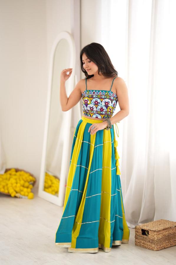 Stylish Reyon Gota Patti Mirror Lehenga Choli Set | Tulip Designer
