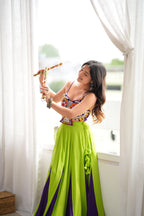 Green Reyon Gota Patti Flair Lehenga Set | Tulip Designer

