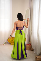 Green Reyon Gota Patti Flair Lehenga Set | Tulip Designer
