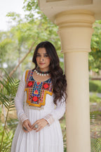 Navratri Reyon Kutchi Embroidered Gown | Tulip Designer
