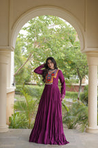 Navratri Reyon Kutchi Embroidered Gown | Tulip Designer
