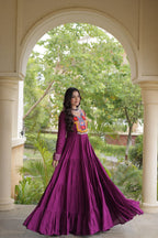 Navratri Reyon Kutchi Embroidered Gown | Tulip Designer

