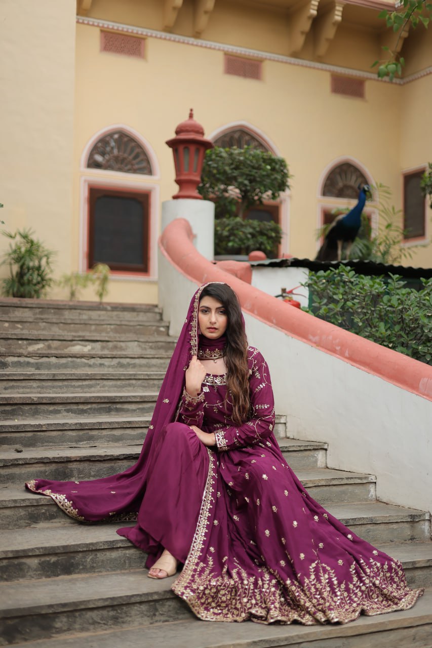 Rich Sequins Embroidered Work Women Suit Set
