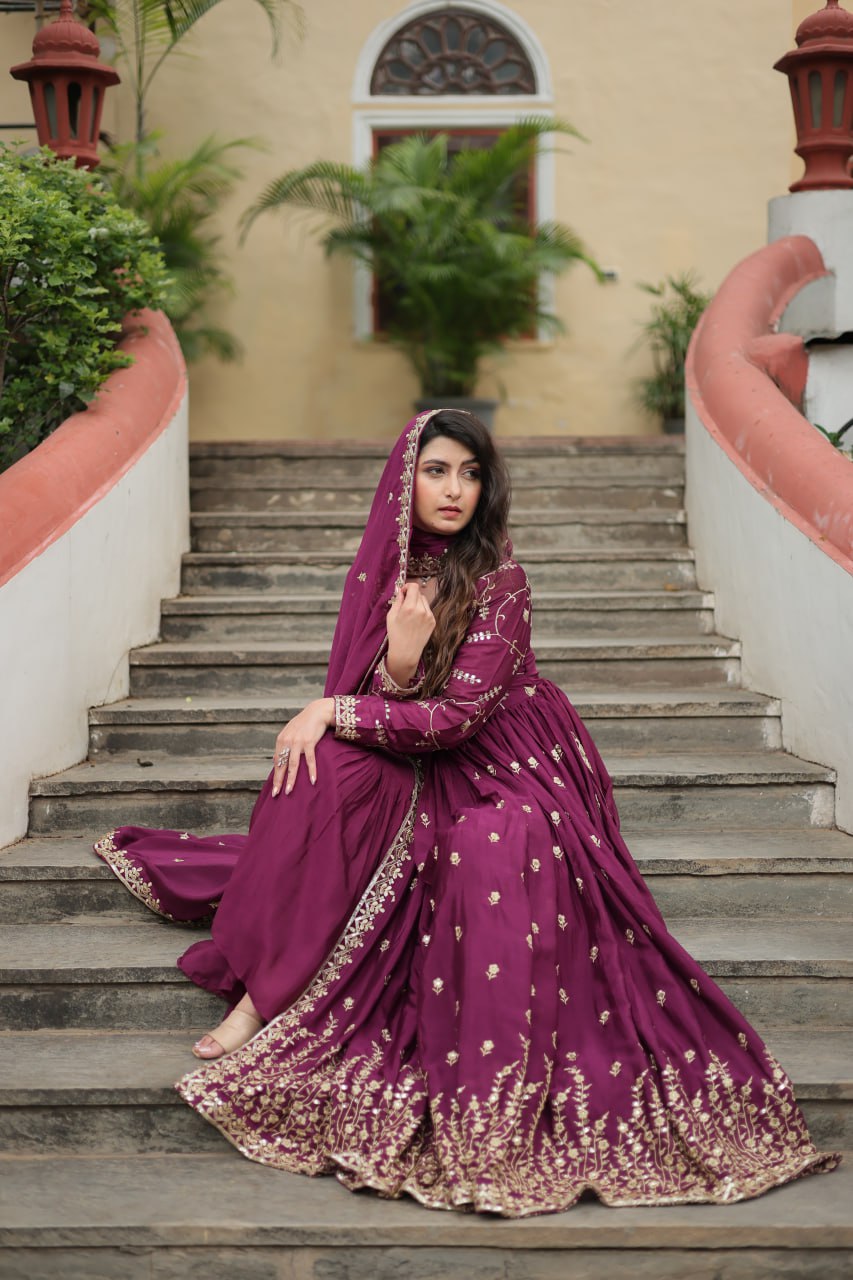 Rich Sequins Embroidered Work Women Suit Set
