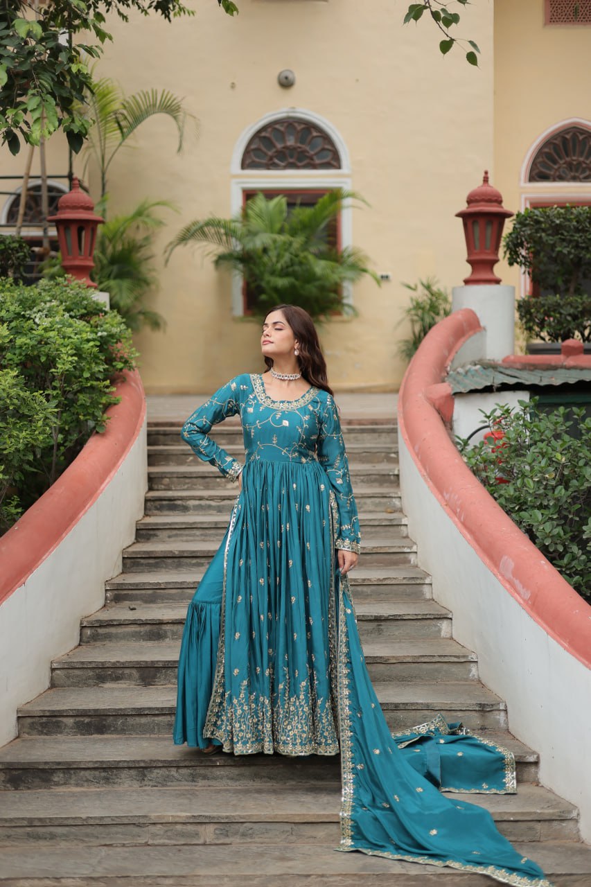 Rich Sequins Embroidered Work Women Suit Set
