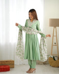 Soft Heavy Romansilk Chanderi Fabric Nyra Cut Kurta With Dupatta Set With Pent
