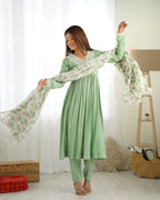 Soft Heavy Romansilk Chanderi Fabric Nyra Cut Kurta With Dupatta Set With Pent
