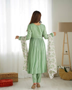 Soft Heavy Romansilk Chanderi Fabric Nyra Cut Kurta With Dupatta Set With Pent
