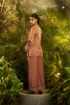 Rose Gold Fendi Co Ord Set With Velvet Patch And Sequins Detailing