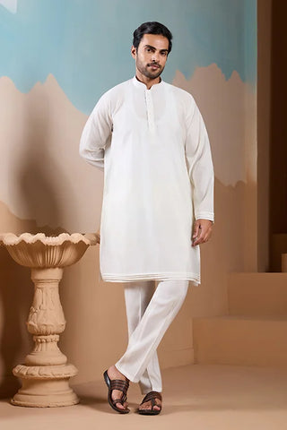 Royal Trendy White Koti Kurta Set for Men’s Wear Collection