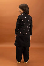 Royal Black Color Koti Kurta Pajama for Little Boys