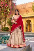 Royal Cream Slub Kota Heavy Flair Lehenga Choli with Designer Dupatta
