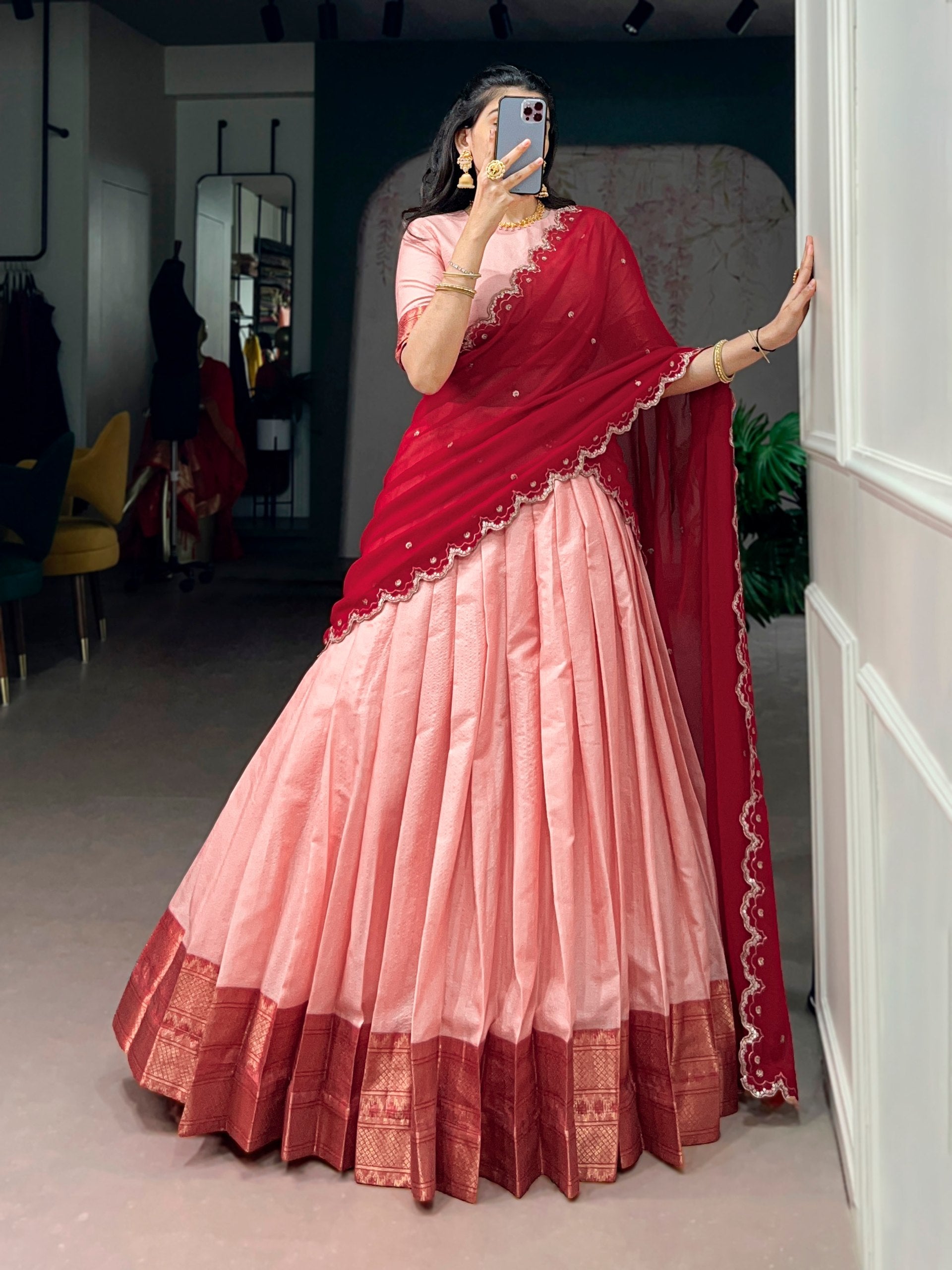 Royal Cotton Silk Heavy Flair Lehenga with Designer Dupatta
