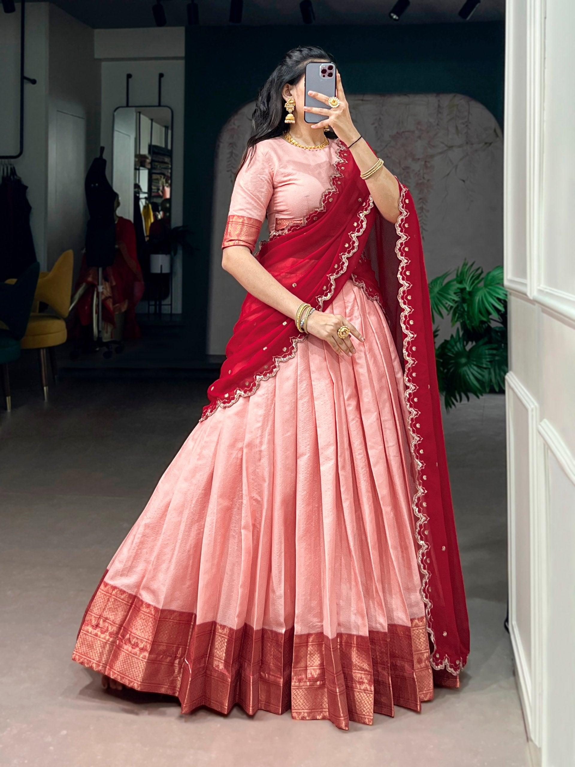 Royal Cotton Silk Heavy Flair Lehenga with Designer Dupatta
