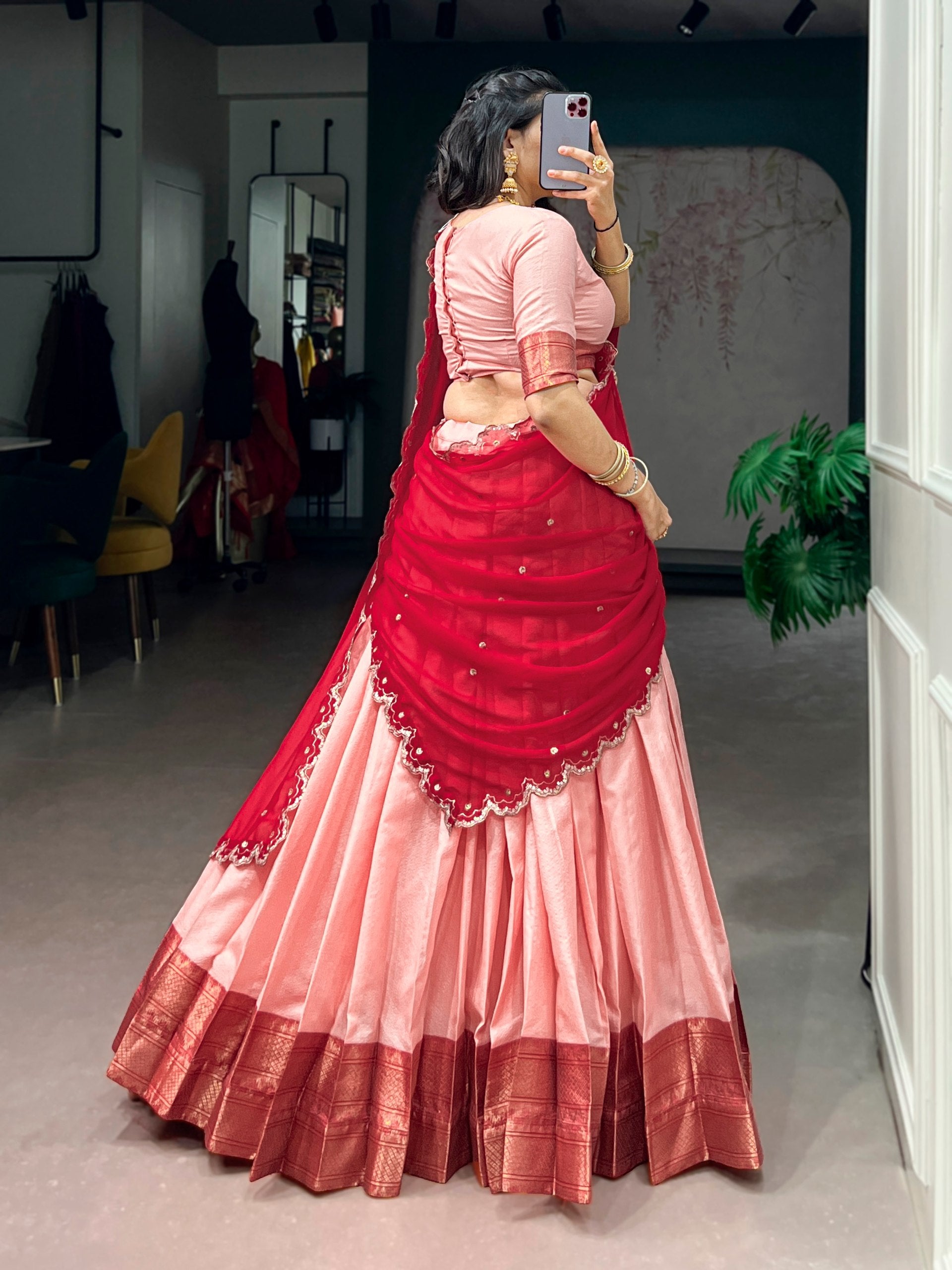 Royal Cotton Silk Heavy Flair Lehenga with Designer Dupatta
