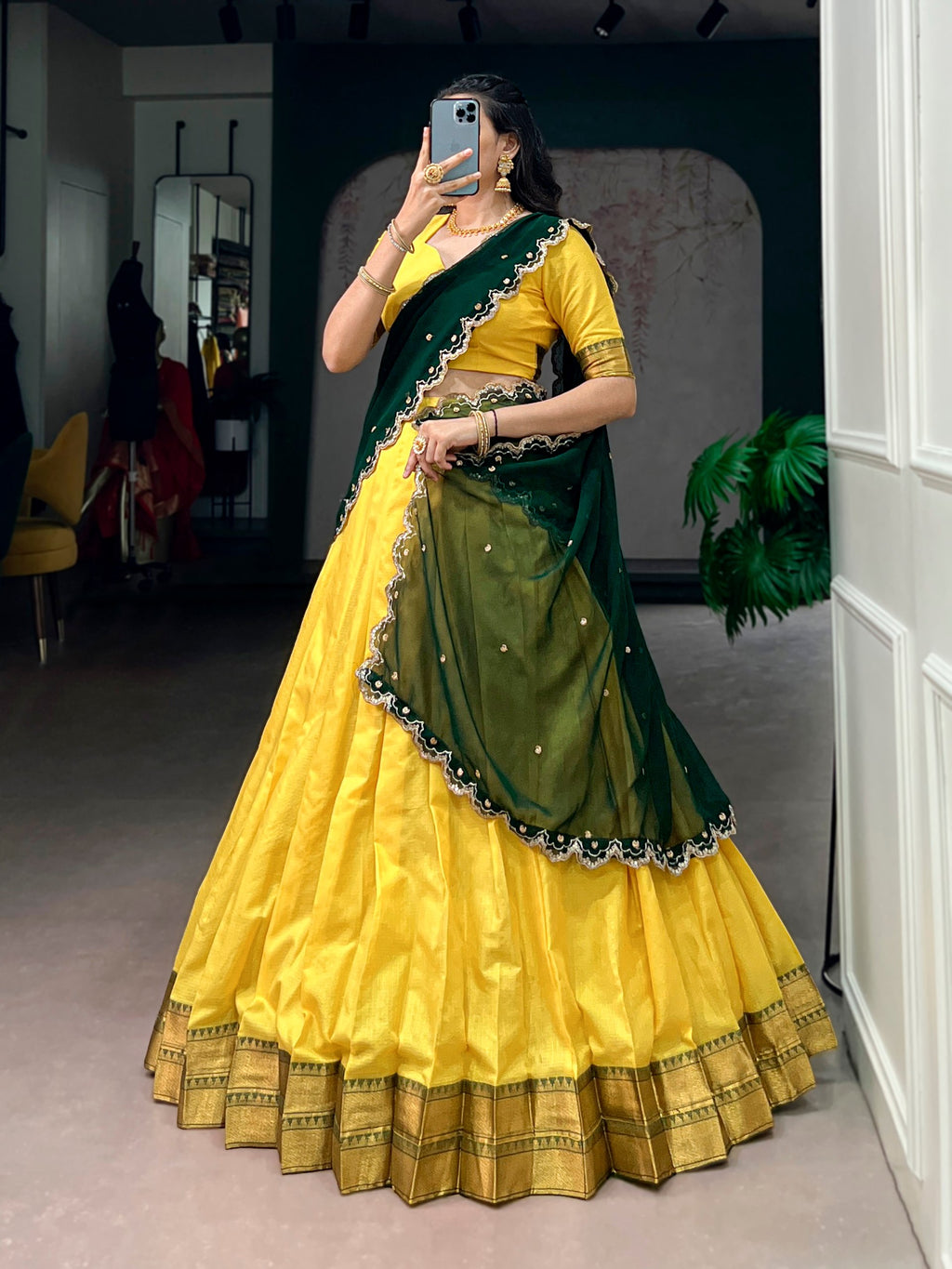Royal Cotton Silk Heavy Flair Lehenga with Designer Dupatta
