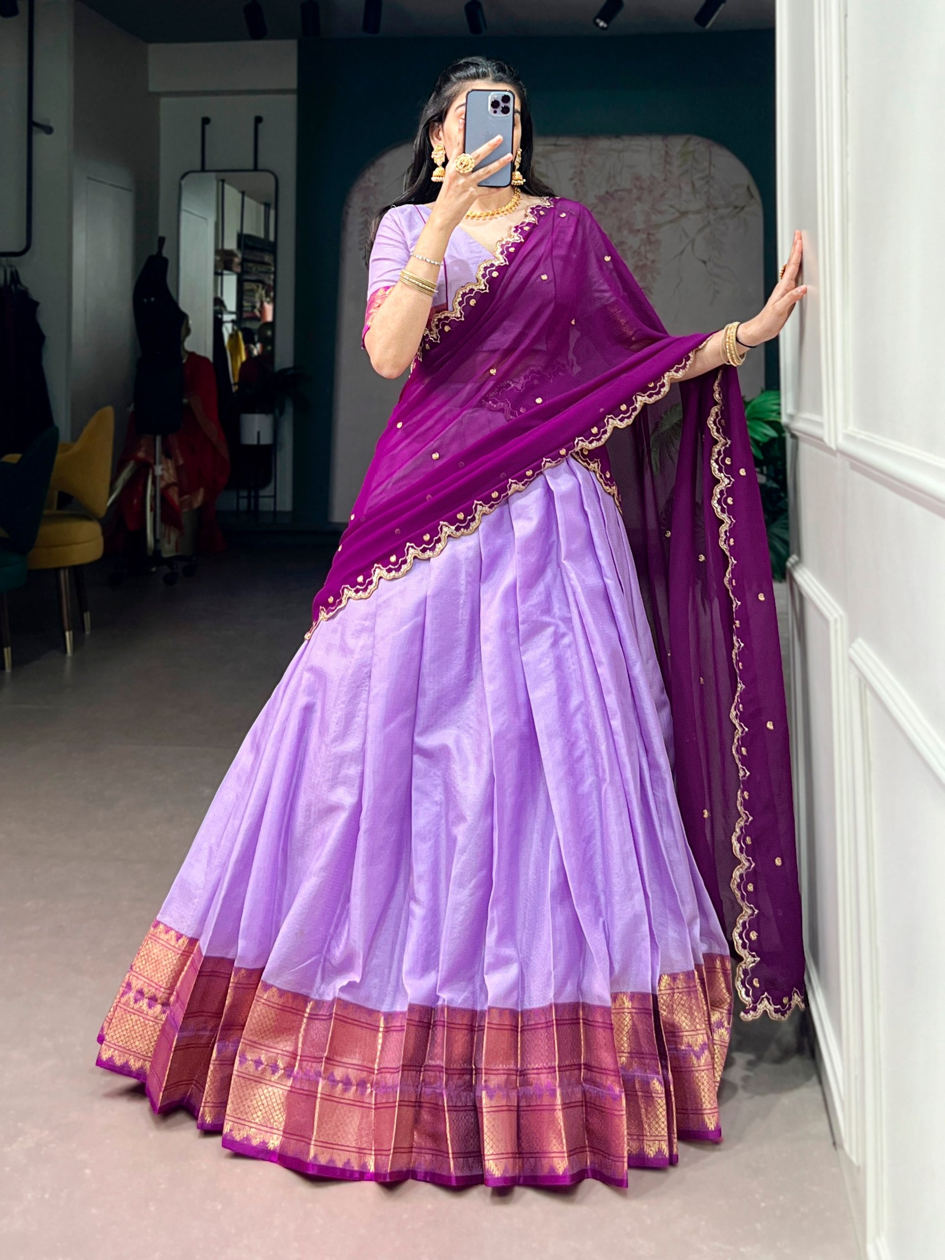 Royal Cotton Silk Heavy Flair Lehenga with Designer Dupatta
