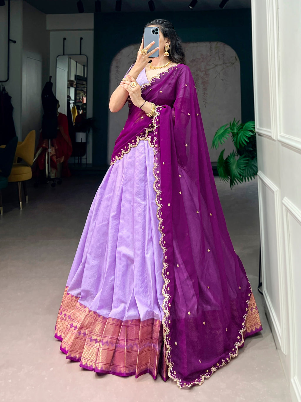 Royal Cotton Silk Heavy Flair Lehenga with Designer Dupatta
