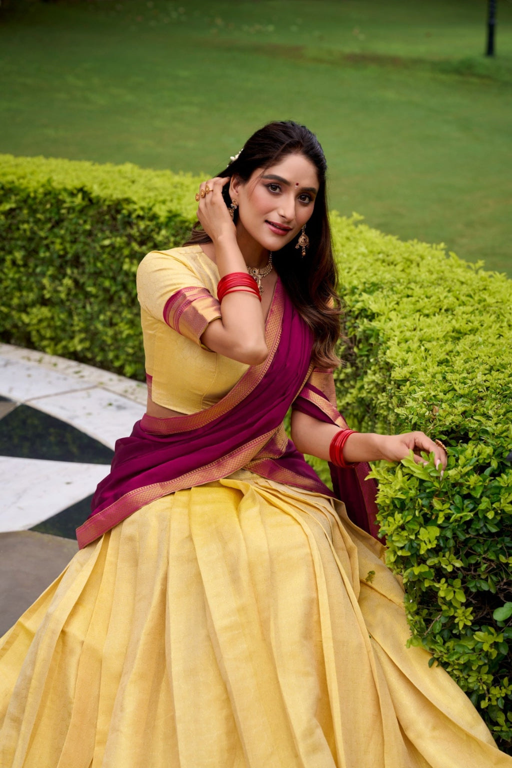 The Royal Kanchipuram Zari Weave Half Saree