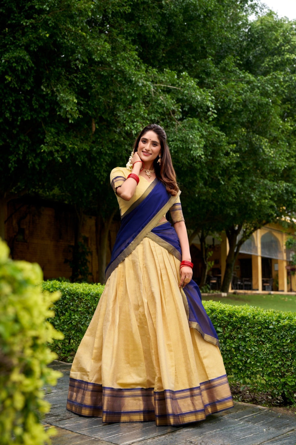The Royal Kanchipuram Zari Weave Half Saree