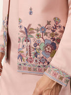 Royal Groom Ceremony Peach Koti Kurta Pair Mens Wear
