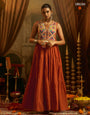 Rust Orange Handwork Gown Set | Tulip Designer