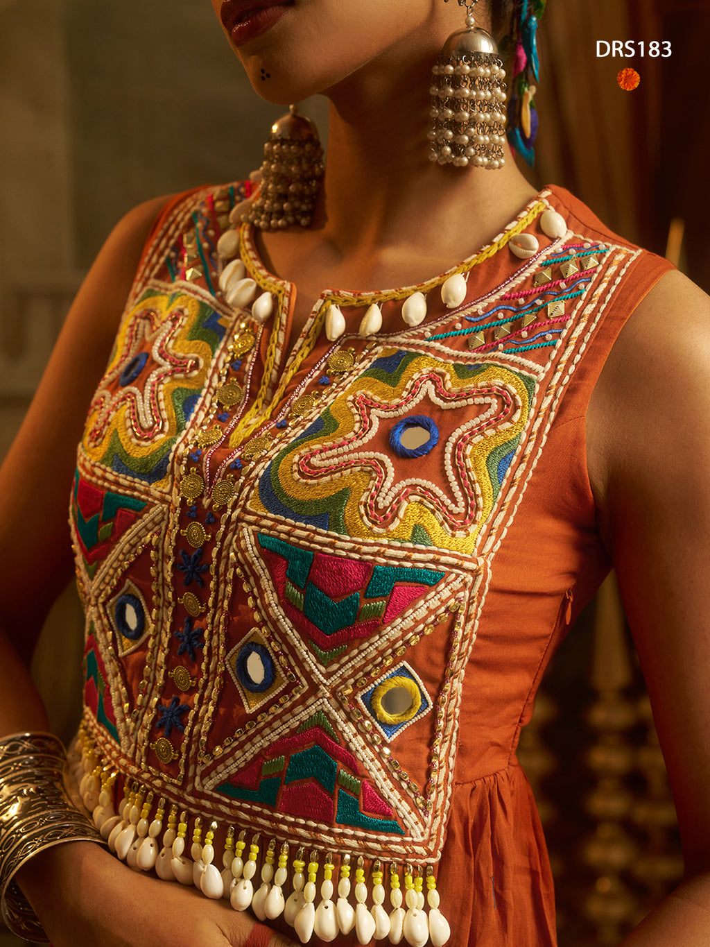 Rust Orange Handwork Gown Set | Tulip Designer
