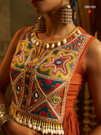 Rust Orange Handwork Gown Set | Tulip Designer
