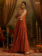 Rust Orange Handwork Gown Set | Tulip Designer
